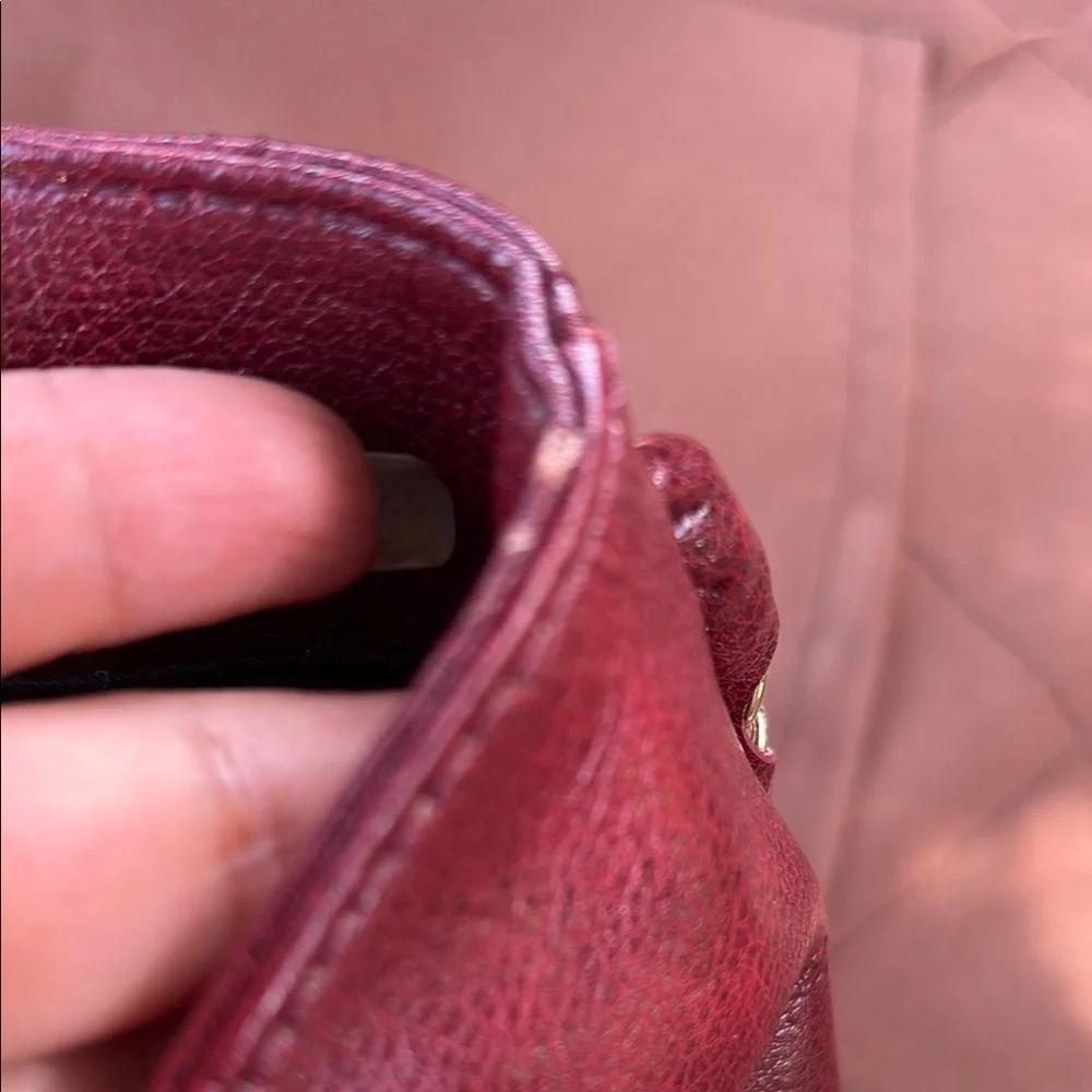 ANTONIO MELANI Burgundy Quilted Shoulder Bag with Gold Hardware